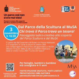 Locandina iniziativa "Dal Parco della Scultura al MuSA"